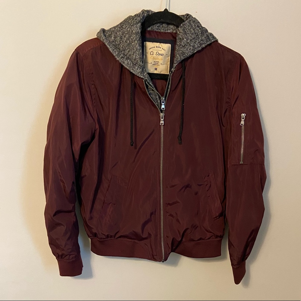 Ci Sono Bomber Jacket Double Zipper With Hood